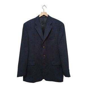 Bachrach Navy Single Breasted Micro Suede Blazer Sz 42L